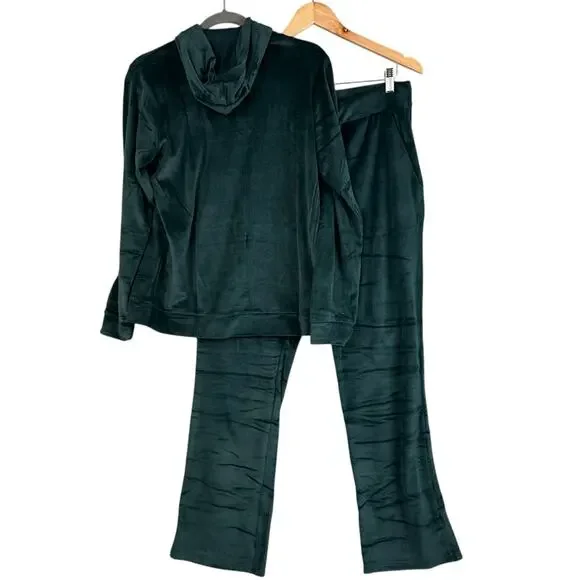Royal Matrix 2 Piece Velour Tracksuit Women's Size M Green Full Zip Pull On Pant - Picture 2 of 9
